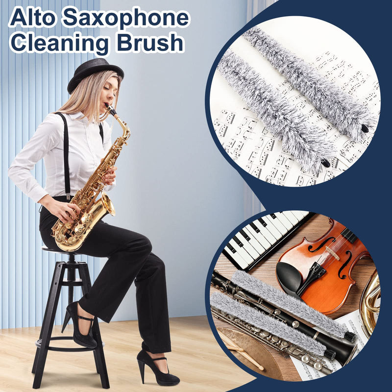 2 Pcs Alto Sax Pad Saver Brush Cleaner Saxophone Cleaning Brush Flute Maintain Care Tool Saxophone Accessories Instrument Gifts, 20.3 Inches Long