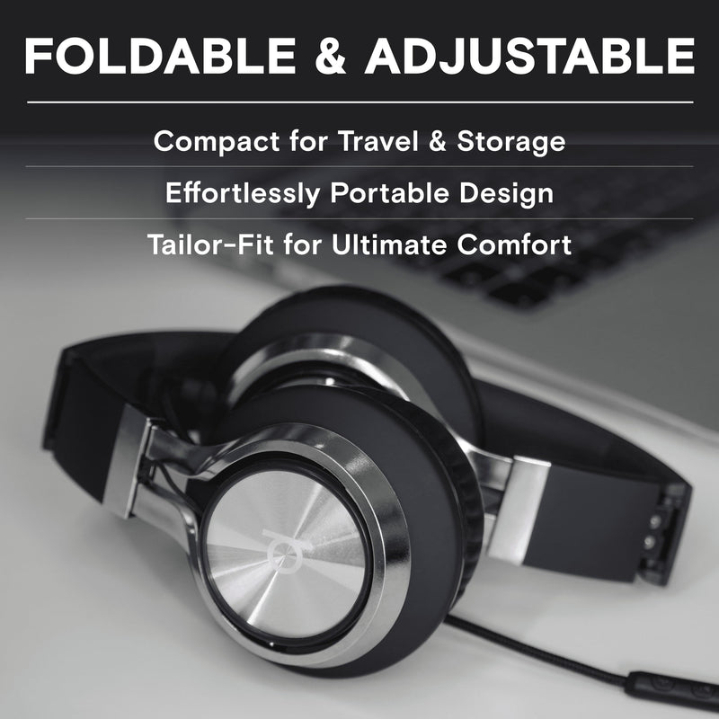 [AUSTRALIA] - ARTIX CL750 On-Ear Headphones Wired with Mic — Noise Isolating Plug in Headphones, Computer Headphones with Microphone, Headphones for Laptop, Headphones Corded, Headphones with Cord (Aux Jack 3.5mm) Black 