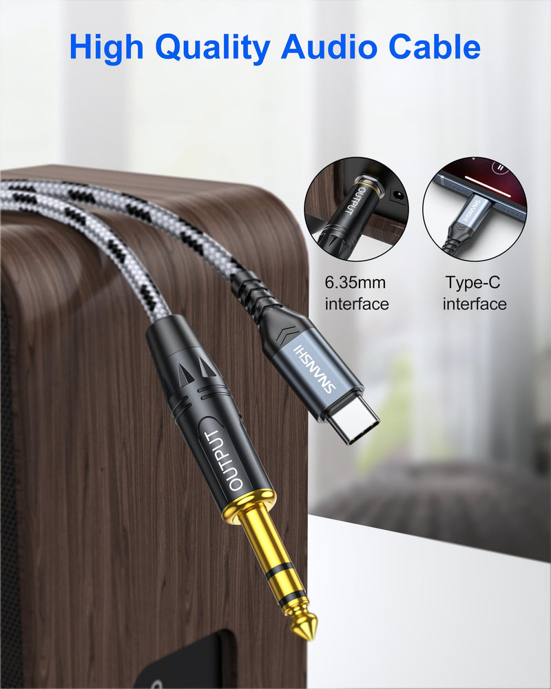 SNANSHI USB C to 1/4 Inch Audio Cable 3.3ft - Type-C to 6.35mm TRS Stereo Audio Cable for Sound Board,AMP,Mixer,Speaker (𝐍𝐨𝐭𝐞:𝐂𝐚𝐧𝐧𝐨𝐭 𝐛𝐞 𝐮𝐬𝐞𝐝 𝐟𝐨𝐫 𝐆𝐮𝐢𝐭𝐚𝐫 𝐑𝐞𝐜𝐨𝐫𝐝𝐢𝐧𝐠)