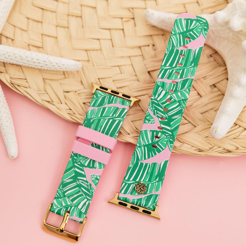 Lilly Pulitzer Silicone Smart Watch Band for Women, Sized to Fit 38mm 40mm 42mm & 44mm Smartwatches, Compatible with Apple Watch Series 1-6 and SE, Let's Go Bananas Pattern