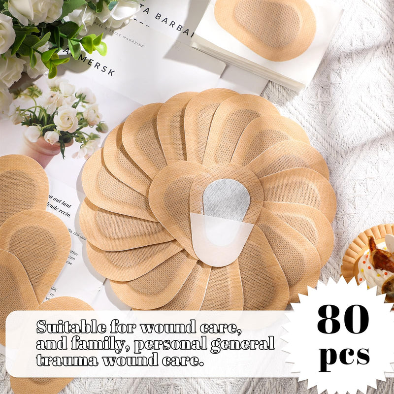 80 Pcs Adhesive Eye Patches, Eye Patches for Adults Eye Pad Disposable Eyepatch Latex Free Adhesive Bandages for Baby Kids (Nude,3.3 x 2.3 Inch) Nude 3.3 x 2.3 Inch