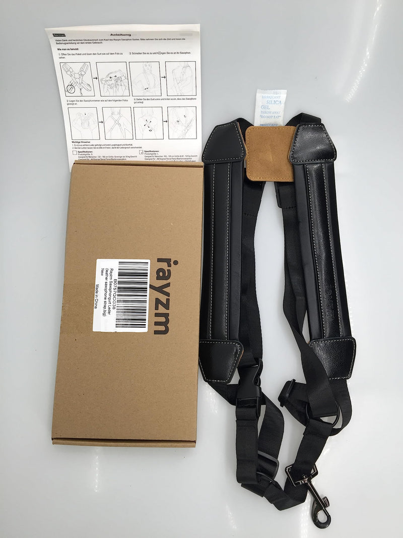 Saxophone Strap, Universal Double Shoulder Leather Strap for Sax, Adjustable Padded Harness Strap for Alto Tenor Soprano Baritone Saxophone (Large Size) Taille Grande