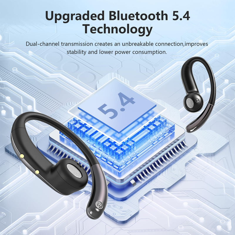 Open Ear Bone Conduction Headphones，Over Ear Earbuds with Ergonomic Earhook,Bluetooth Headphones 5.4 with Smart Digital Display,50H Playtime,IPX7 Waterproof,Design for Running Walking Black Black11