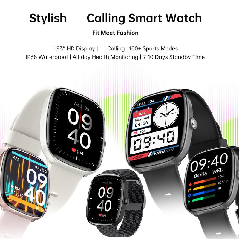 ZPIMY 1.83" Smart Watch for Women Men(Make/Answer Call), 2024 New 5ATM Waterproof Mens Smartwatches, Fitness Tracker Smartwatch for Android iPhones, Digital Watches Step Counter, 3 Straps (Black) Black
