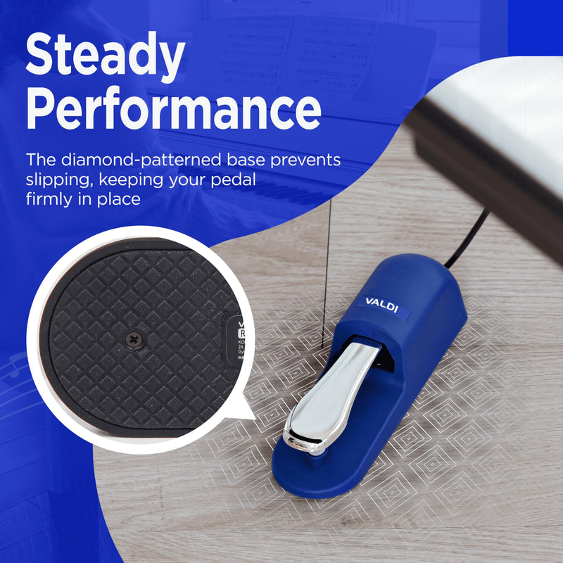 [AUSTRALIA] - VALDI BP-3 Sustain Pedal - Universal Pedal for Keyboard Piano, Digital Pianos, MIDI Keyboards & Synths - Conversion Switch for All Brands - 1/4'' Jack, Anti-Slip Design, Extended Cable (BULE) BULE 
