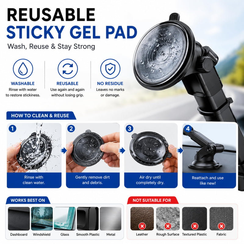 Wireless City Car Phone Holder, Ultra Stable, Big Phones & Thick Case Friendly, Adjustable Long Arm Cell Phone Holder for Car Dashboard Windshield Car Mount