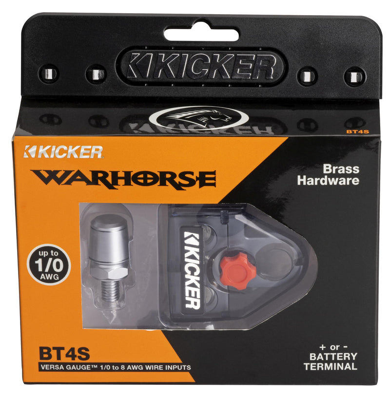 Kicker 50BT4S Warhorse Battery Terminal with Side Post Inserts, 4 Outputs | Distributes amplifier power to several wiring runs, GM style hookup ready, heavy duty car audio upgrade