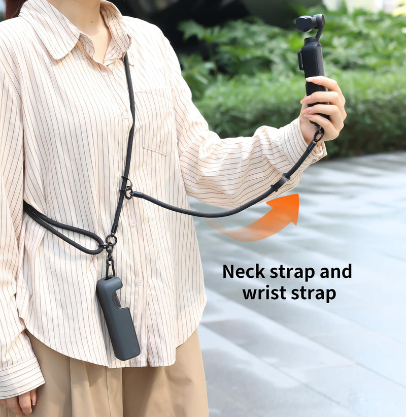 VRIG Crossbody Camera Strap for DJI Osmo Pocket 4 & Pocket 3/Xtra Muse | Adjustable Shoulder/Hand Wrist Straps Lanyard for Photography with a 1/4" Screw for Insta360 X5,DJI OSMO Action 6/5Pro/4/3