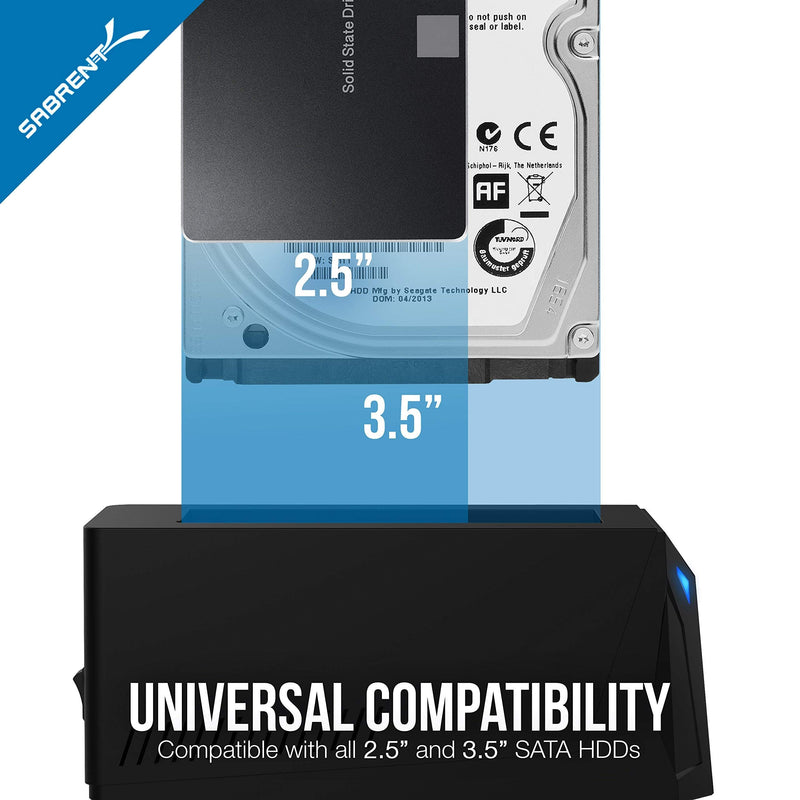 Sabrent USB 3.0 to SATA External Hard Drive Docking Station + 22AWG 3 Feet USB 3.0 Extension Cable