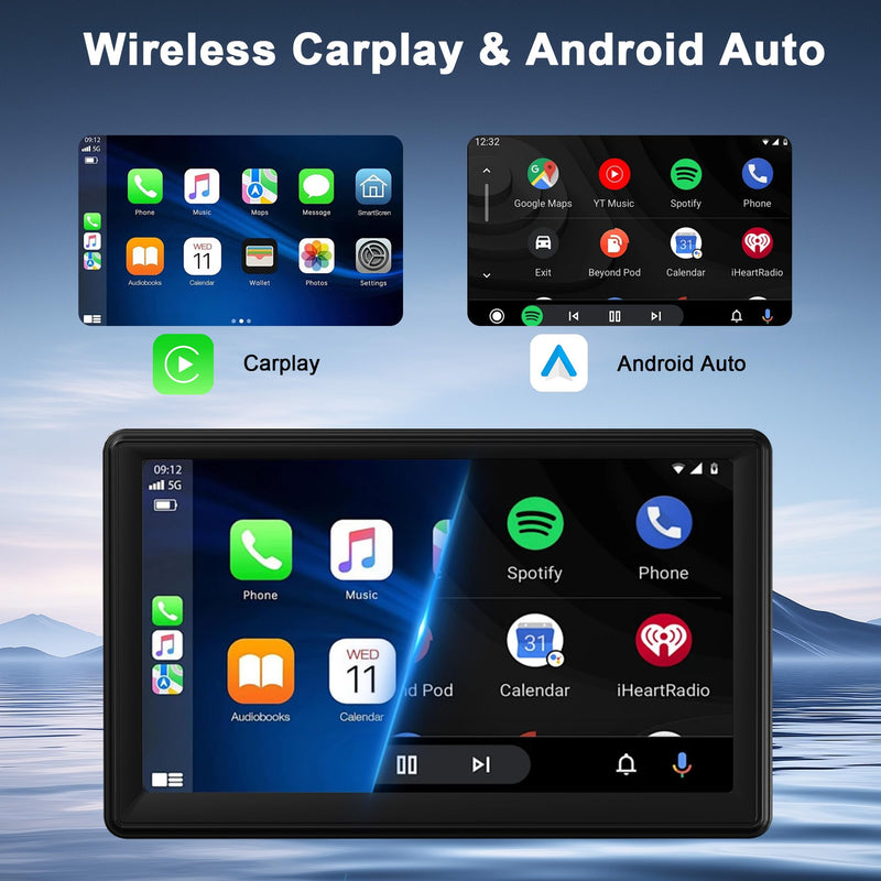 7" Car Radio Stereo with Wireless Carplay & Android Auto: Double Din Car Audio Support FM Radio/MP3/Bluetooth/USB/Aux Input