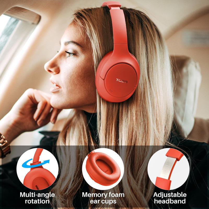 TOZO HT2 Hybrid Active Noise Cancelling Headphones, Wireless Over Ear Bluetooth Headphones, + HT2 Replacement Ear Pads