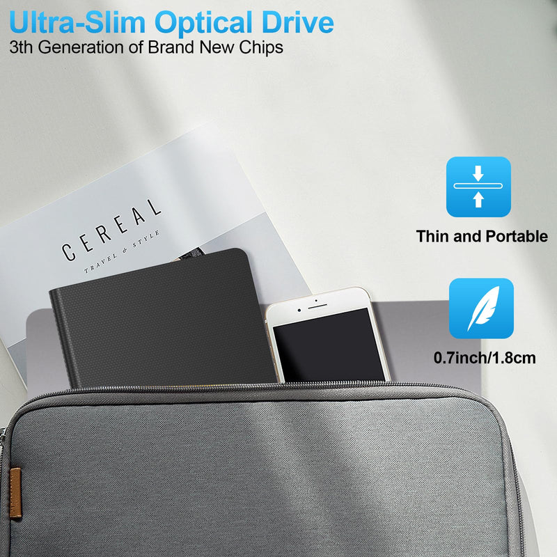 External CD DVD Drive for Laptop USB 3.0 USB C CD Burner External DVD Drive Portable CD ROM Burner Reader Writer Drive External DVD Player for Laptop Desktop PC Windows 11/10/8/7 MacBook Mac OS Linux black-8 in 1