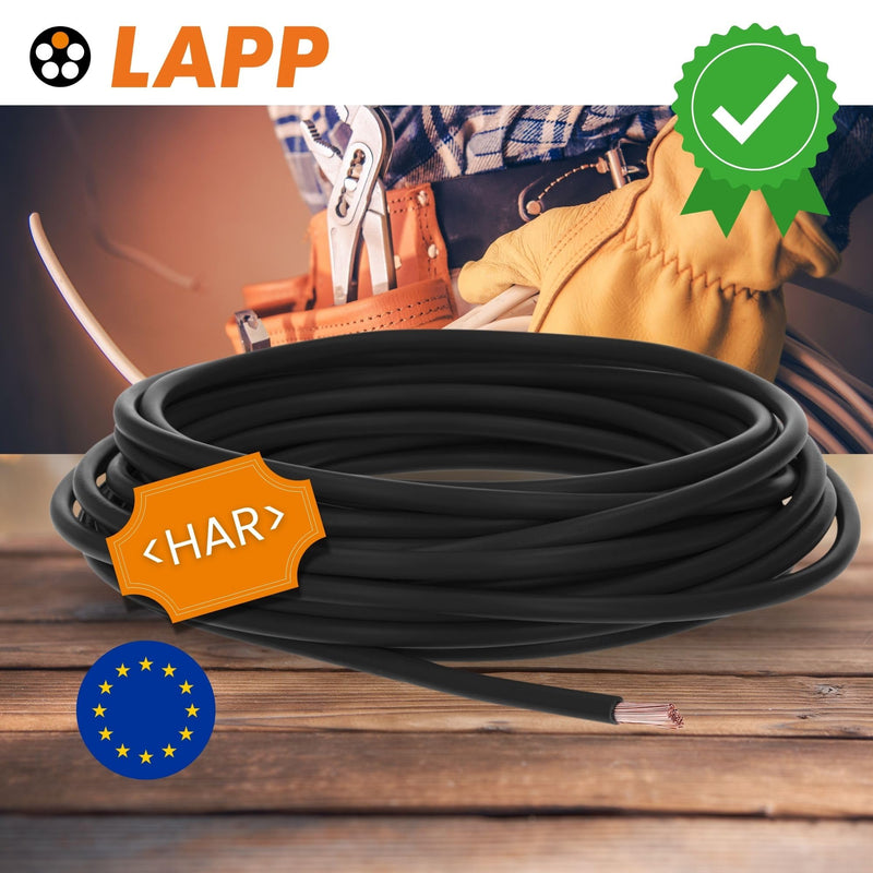 10 m Lapp 4520013 H07V-K 4 mm² Black I Wiring Cable I Flexible Flexible PVC Single Core I Stranded 4 mm2 I Wiring