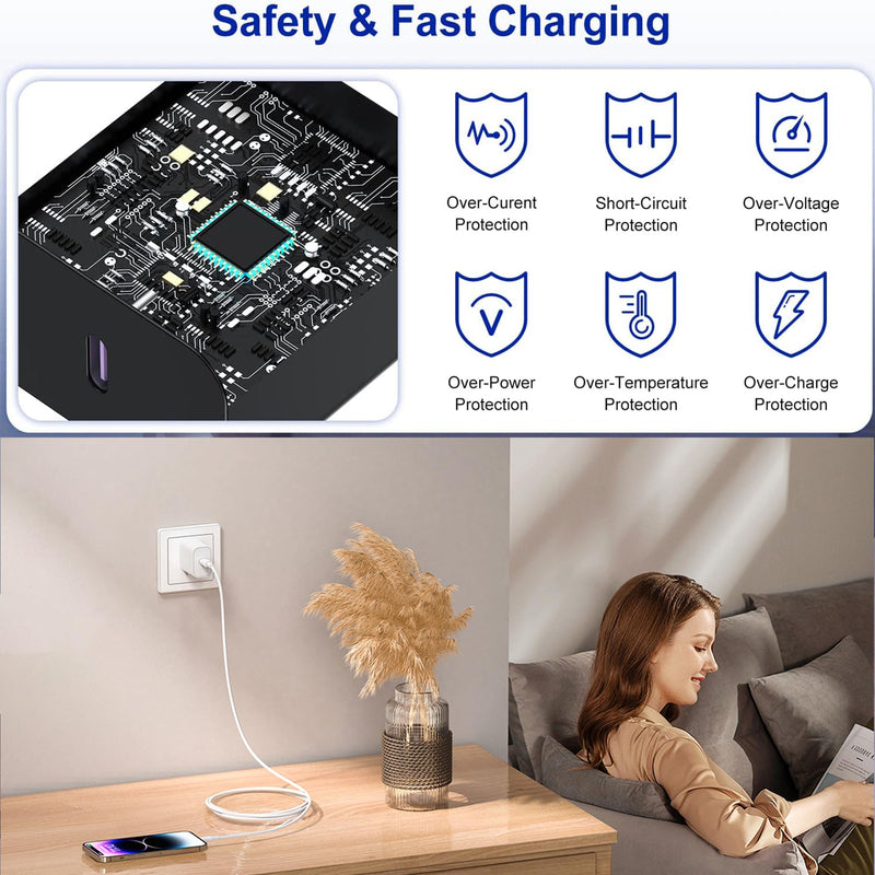 iPhone Fast Charger, [MFi Certified] 20W PD Fast Charger with 6FT Long iPhone Charger Cord Compatible for iPhone 14/14 Pro Max/13/13 Pro Max/12/12 Pro/12 Pro Max/11 Pro Max/XR/XS/X/Pad 2Pack