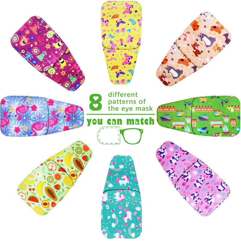 8 Pcs Eye Patches for Kids, Eyepatch for Glasses to Cover Either Eye Cartoon Eye Patching Fabric Patch for Kids Boys Girls(Cute Style) Cute Style