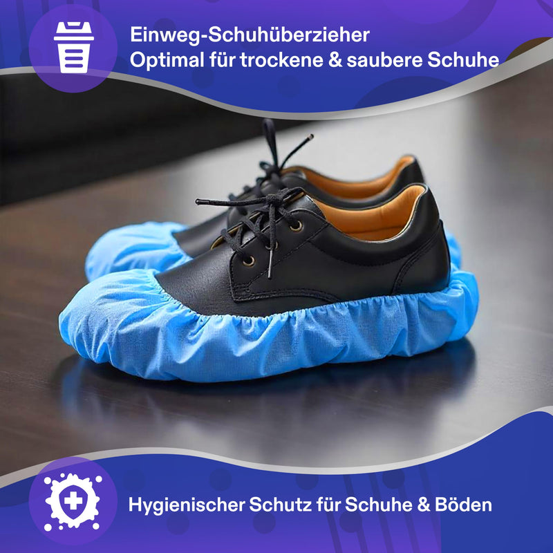 Medimex Disposable Shoe Covers, Blue, 15 x 36 cm, Pack of 200, Latex-Free, Waterproof, Non-Slip, CPE Material, Ideal for Medicine, Crafts, Household and Outdoor Protection