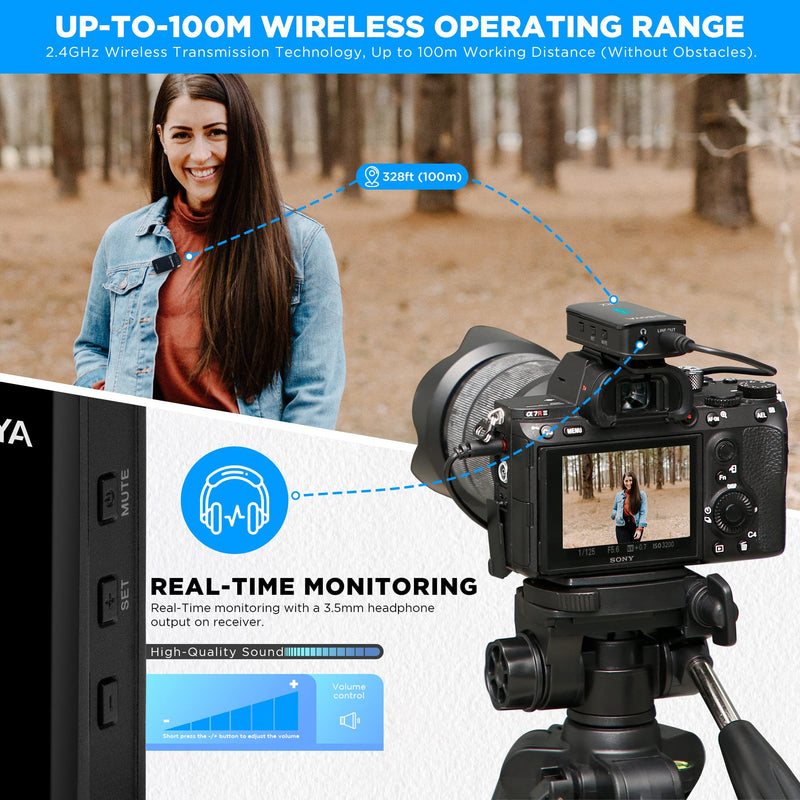[AUSTRALIA] - BOYA BY-XM6-S1 Mini 2.4GHz Wireless Lavalier Microphone for DLSR Camera/iPhone/Android, Dual Lapel Wireless Mic for Live Streaming Video Vlog Podcast (TX+RX) BY-XM6-S1-Mini 
