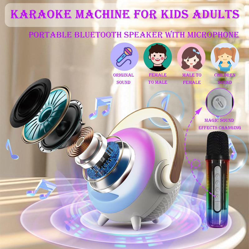 Depulat 6 in 1 Bluetooth Speaker, Microphone Karaoke, RGB Ambient Table Lamp, Dimmable Night Light, 15W Wireless Phone Charging Station, Phone Stand, Gifts for Teen Boy Girl Gifts Trendy Stuff PX-03