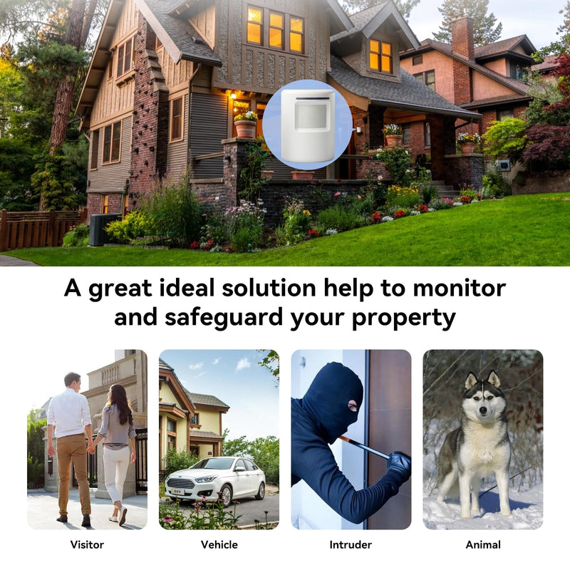 [AUSTRALIA] - Long Range Wireless Driveway Alarm- Security Driveway Alert, Motion Detector Driveway Motion Sensor Alarm to Monitor and Protect Home Property (2 Plug-in RECEIVERS and 4 Motion SENSORS) 