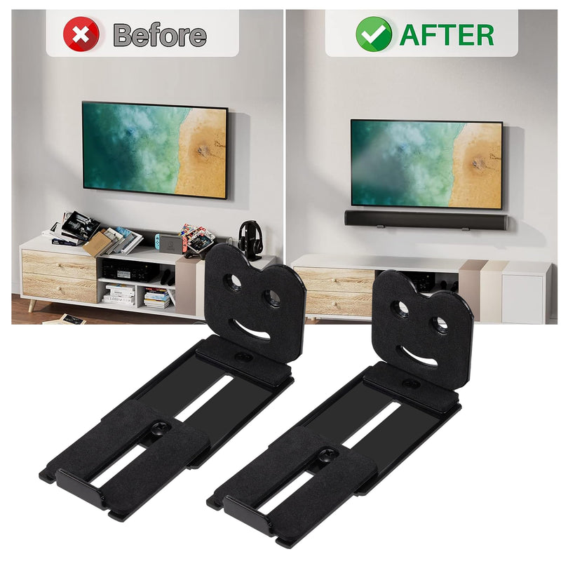 Suixing Adjustable Soundbar Mount, Universal Sound Bar Wall Brackets Works with Most Sound bar Mounts, Length Adjustable 3.4''-5.2'', Removable and Lockable Mounting Bracket(Curved) Black_3.4"-5.2" Length Adjustable 3.4"-5.2"