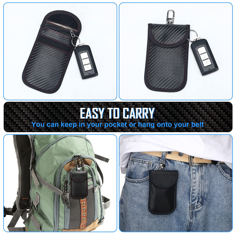 Faraday Bag for Key Protectors Fob 4 Pcs, Faraday Cage Protector, Car RFID Signal Blocking Key Fob Protector, Double Layers of Shielding Anti Theft Faraday Pouch