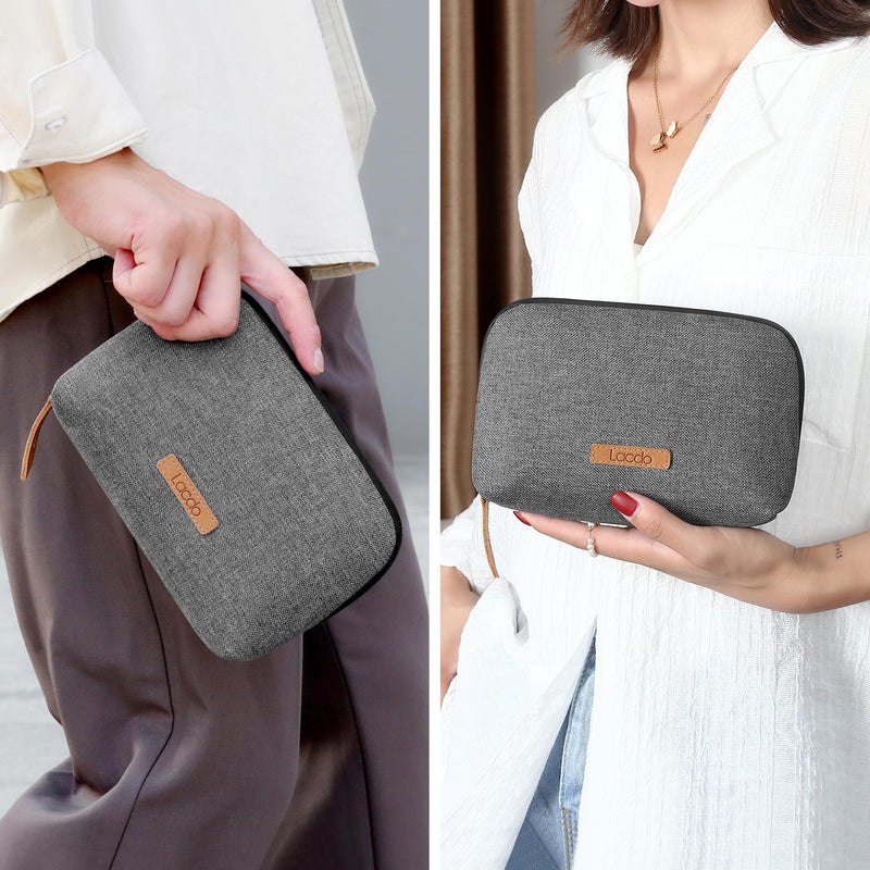 Lacdo Electronic Organizer Travel Cable Organizer Bag Pouch Case Tech Electronic Accessories Case Portable Charger Case for Cable, Cords, MacBook Laptop Charger, Mouse, Power Adapter, Power Bank, Gray