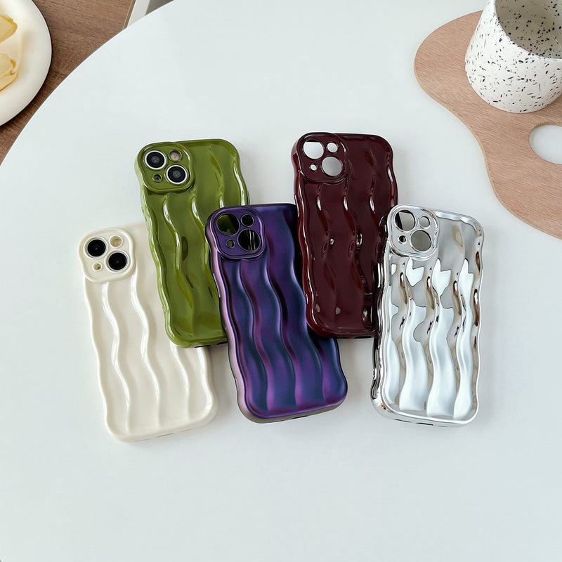 Caseative Water Ripple Pattern Curly Wave Frame Soft Compatible with iPhone Case (Silver,iPhone 14 Pro Max) Silver iPhone 14 Pro Max