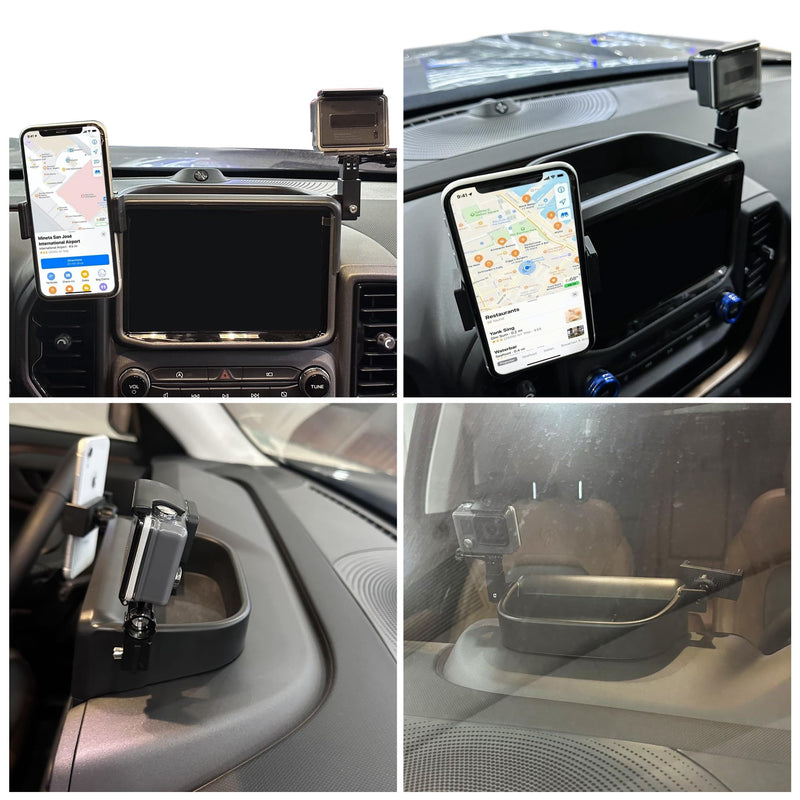 sukemichi Dash Phone Mount for Bronco Sport, Cell Phone Holder & Camera Mount, Multi-Function Dashboard Phone Holder Mount with Tray for 2021-2024 Ford Bronco Sport Accessories 2 Door 4 Door