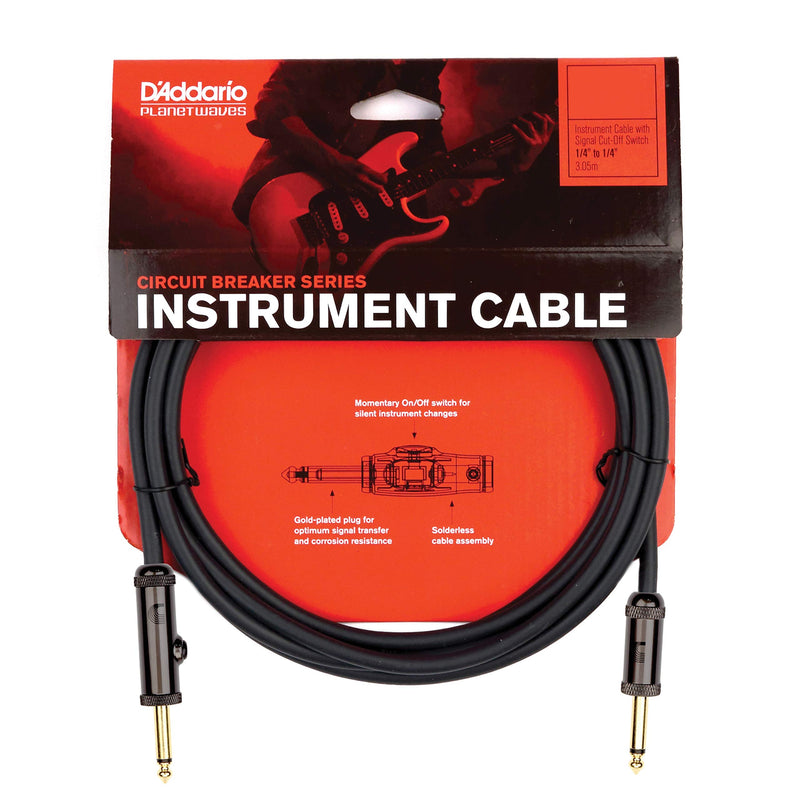 [AUSTRALIA] - D’Addario Accessories Custom Series Circuit Breaker Guitar Cable - Momentary Kill Switch Instrument Cable with ¼ Inch Ends - On/Off Switch for Silent Instrument Changes - Straight, 15 feet 
