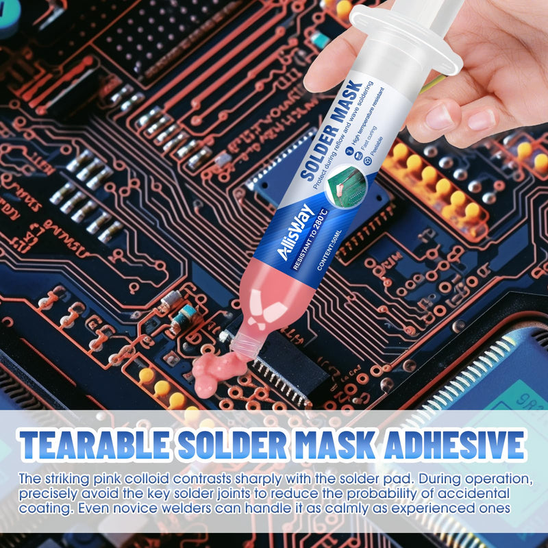 AllisWay Soldering Stop Paint, Insulation Paint Electronics, Replacement for Adhesive Tape, Heat Resistant, Easy to Peel, High Temperature Resistance, Suitable for Welding Electronic Components such