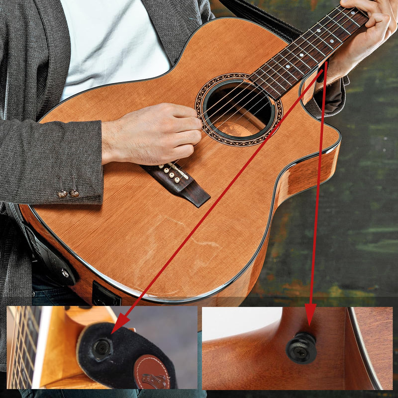 [AUSTRALIA] - 2PCS Guitar Strap Buttons Black Guitar Strap Lock Buttons Guitar Security Lock Electric Guitar Strap Locks Mushrooms Head Guitar Strap Button for Guitar Bass Ukulele 
