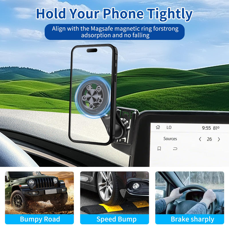 Car Phone Holder for Ford Escape 2020-2025 Accessories 8-inch Screen，Car Mount，[Strongest Magnets] 360° Rotation [Adjustable Extended Arm]，Compatible with All Cell Phones