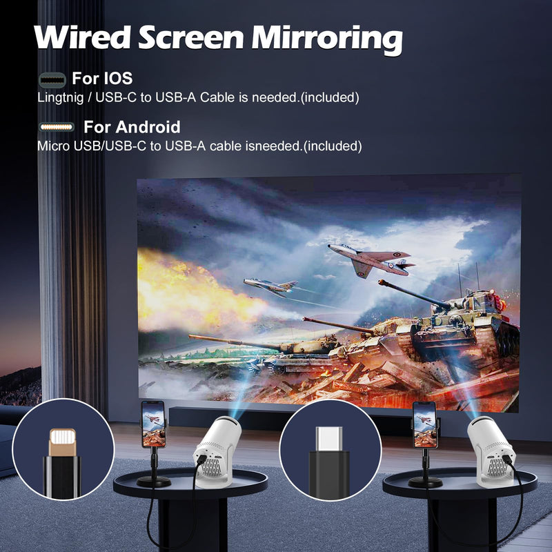 [AUSTRALIA] - Wireless Mini Projector with WIFI 6 and Bluetooth, 4K 1080P Support Portable Projector 180° Rotatable. 17"-130" Screen Video Projector. Compatible for Smartphone, Laptop, PC(Q5 mate) Q5 mate 