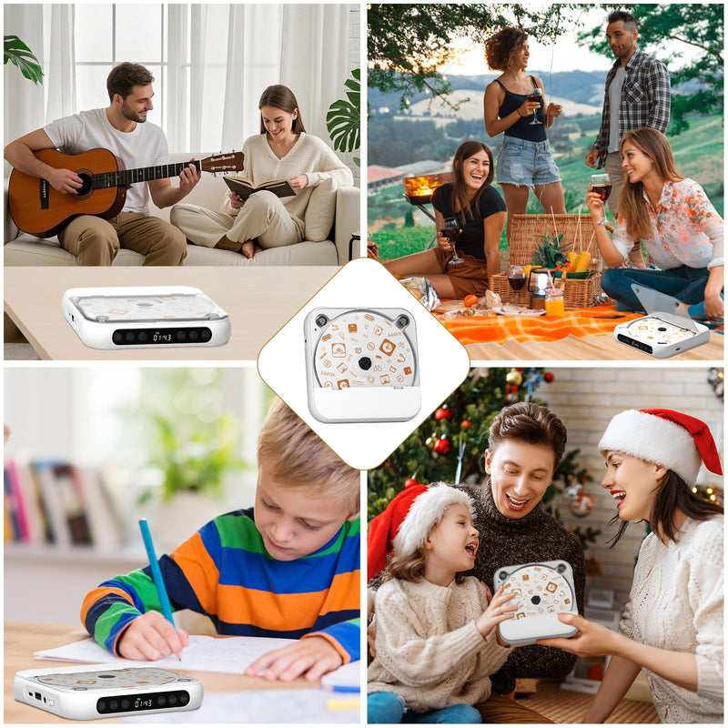 [AUSTRALIA] - Portable CD Player, Personal CD Player with Bluetooth for Home, Rechargeable Small CD Player with Headphones,Built-in HiFi Speakers, Support CD/AUX/USB, Anti-Skip/Shockproof 
