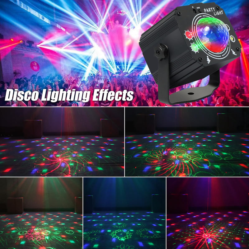 USB Powered 60-Patterns 240 Conbination Effects Stage Light Party Light Sound-Activated Disco Ball Laucnpty DJ Party Light Ideal for Christmas, Raves, Home Karaoke, Dance, Clubs, and Bar Parties