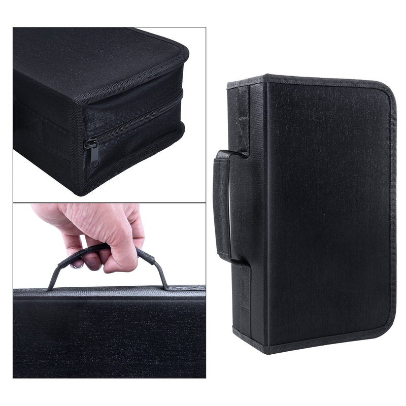 DVD Case, 128 Capacity CD/DVD Case Wallet Binder Storage Holder Booklet for Car Home Office and Travel (White Binder, Black) White binder