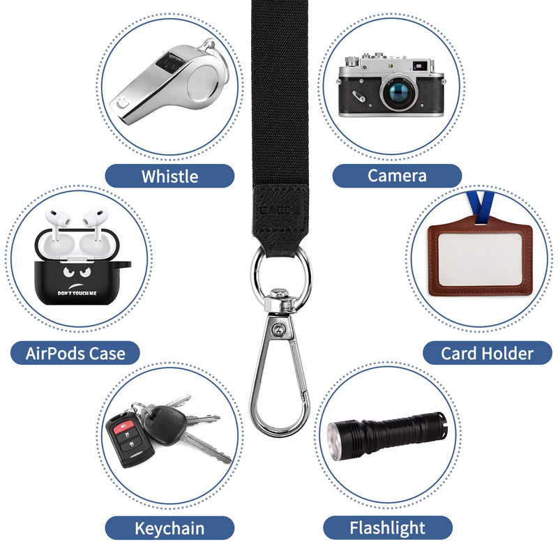 CACOE Phone Lanyard 2 Pack-1× Adjustable Neck Strap,1× Wrist Strap,2× Pads,Multifuctional Universal Crossbody Cell Phone Lanyards,Compatible with Most Smartphones(Black) Black