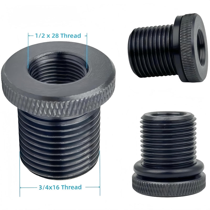 [AUSTRALIA] - 5 Pack Thread Adapters and 10 PCS Washers, 1/2 * 28-3/4 * 16, Black Durable black-4 