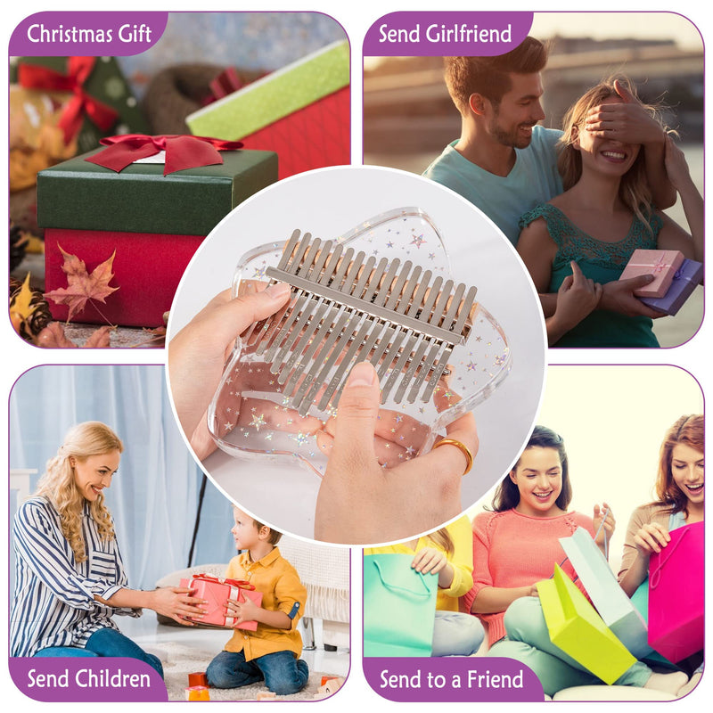 [AUSTRALIA] - Cute Kalimba Thumb Piano 17 Keys-Star Crystal Acrylic Finger Piano-Portable Mbira Musical Instruments Cute Christmas Gift with Tune Hammer and Study Instruction for Adults Beginners Star 