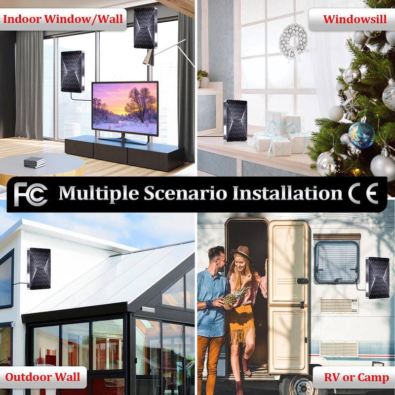 2026 Upgraded Indoor TV Antenna,5000+ Miles Range HD Digital Antenna for Smart TV, Strongest with Amplified Signal Booster Supports 4K 8K 1080p All TVs- 38FT Coaxial Cable for Local Channels