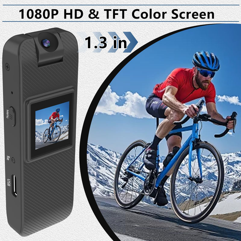 [AUSTRALIA] - 64GB Wearable Camera, Body Camera with Audio and Video Recording, 1080P Mini Portable Action Cam with 180° Rotating Lens & Night Vision for Police Law Enforcement, Cycling, Motorcycle, Sports, Travel 