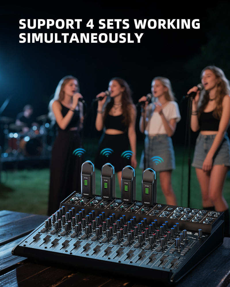 LEKATO Wireless Microphone System 2.4GHz, 48V Phantom Power for Condenser Mic, Wireless XLR Transmitter Receiver High-Resolution for Dynamic Mic, PA System, Audio Mixer(MW-20)
