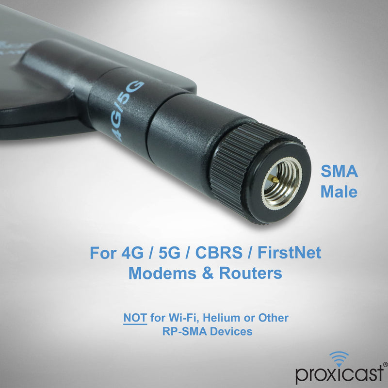 Proxicast 4G, 5G, CBRS 6 dBi Omni-Directional Swivel SMA Terminal Antenna | 600 to 6000 MHz Coverage - 3-Way Articulated Joint - for Cradlepoint, Digi, MoFi, Pepwave, Sierra & Others - ANT-120-008-2PK 2 Pack