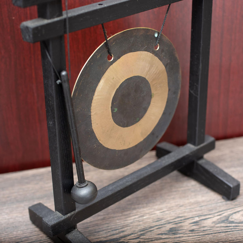 [AUSTRALIA] - Woodstock Wind Chimes Desk Gong, Brass Hand-Hammered Bronze, Medium 12 - Inch Tall, for Meditation, Yoga, Classrooms, Offices, Great for Awareness, Relaxation Black/Bronze 