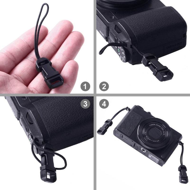 Padwa Lifestyle 4 Pcs Black Quick Release Camera Strap QD Loops Connector Adapter - Camera Quick Release Clip Compatible for All Compact Digital Cameras,Binoculars, Drone Remote Control and USB Stick