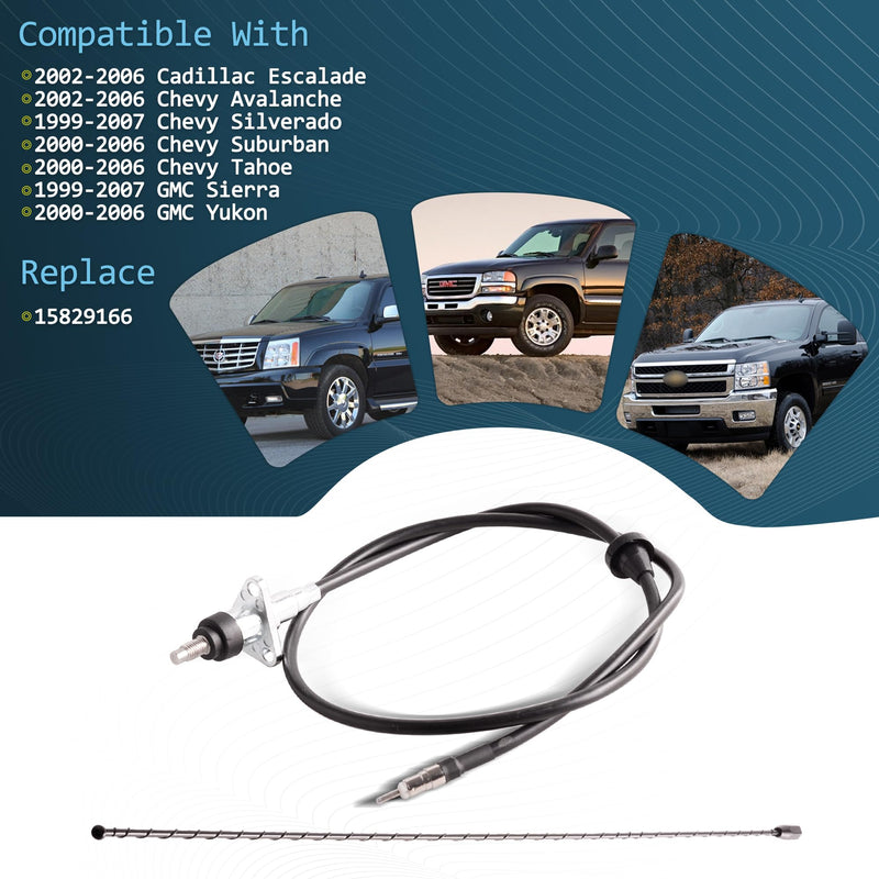 [AUSTRALIA] - Radio Antenna Base Assembly Compatible with 2002-2006 Cadillac Escalade, 1999-2007 Chevy Avalanche Silverado Suburban Tahoe, 1999-2007 GMC Sierra Yukon, Replace# 15829166 