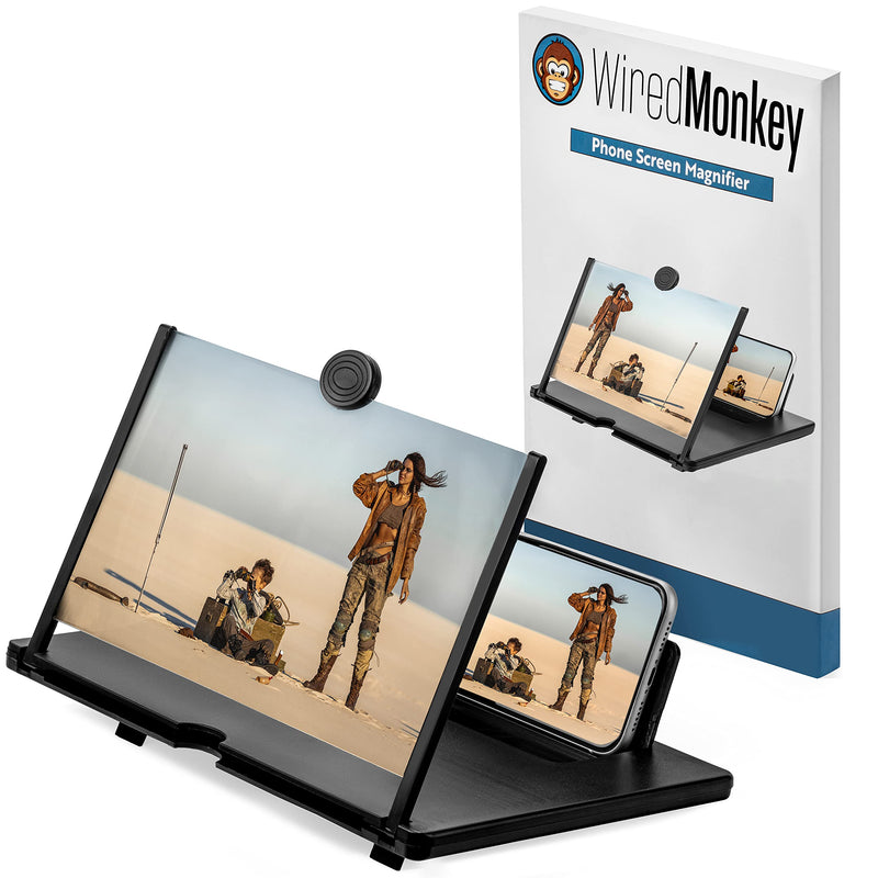 12" Phone Screen Magnifier - 3D Screen Magnifier for Cell Phone - Universal Smartphone Magnifying Screen - Thin and Portable Mobile Phone Screen Amplifier - Compatible with iPhone (Black, 12 inch) Black