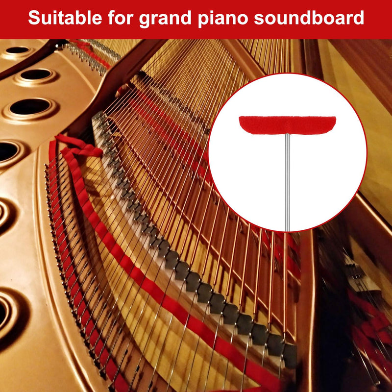 4pcs Grand Piano Soundboard Cleaning Tools, Big & Small Brush Head Cleaning Tool with Extension Rod and Soft Fiber Cloth Piano Cleaner and Polish Kit