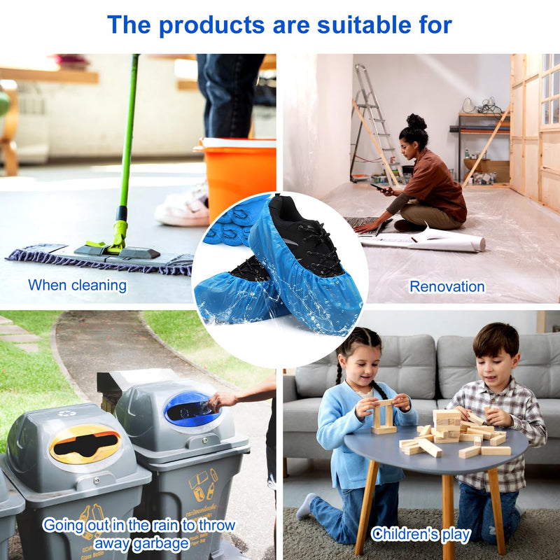 [AUSTRALIA] - Disposable Shoe Covers Pack of 100 - Waterproof & Non-Slip Overshoes Made of CPE Material, Disposable Shoe Covers for Hygiene, Protection & Rain Protection, Shoe Covers for Household, Clinic & Work 