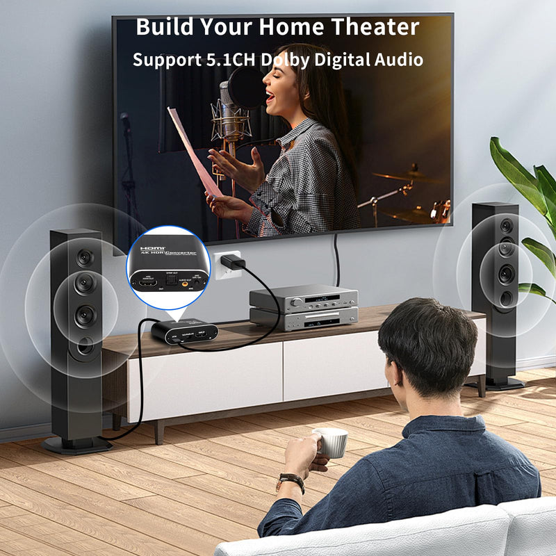 ARC Audio Extractor 4K@60Hz HDMI ARC Adapter HDMI ARC to Optical Adapter with Optical and 3.5MM Audio Output Converter Support 3D/HDCP1.4/LPCM7.1/DTS for TV Box/DVD/PS5/Headphone/Amp/Home Theater